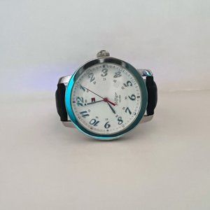 Tommy Hilfiger Silver Tone Case Black Leather Wrist Watch TH 186.3.14.1280